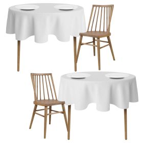 2 Pack White Round Tablecloths 60 Inch for 20-48 in Tables 200 GSM Premium Quality Textured Washable Polyester Fabric Table Cloth [60'' is Not Table S