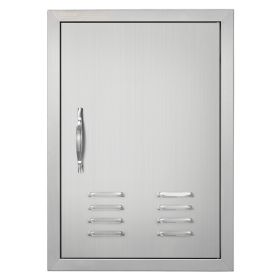 BBQ Access Door, 17W x 24H Inch Single Outdoor Kitchen Door, Stainless Steel Flush Mount Door, Wall Vertical Door with Handle, Vents and Hook