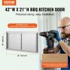 BBQ Access Door, 42W x 21H Inch Double Outdoor Kitchen Door, Stainless Steel Flush Mount Door, Wall Vertical Door with Handles, for BBQ Island